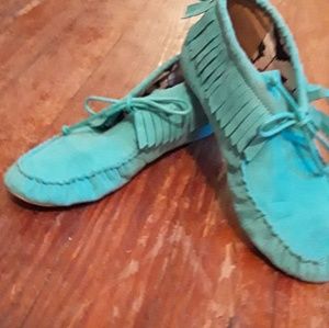 Turquoise moccasins